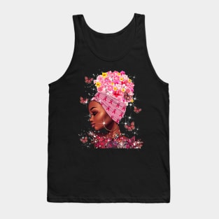 In October We Wear Pink Black Woman Breast Cancer Awareness Tank Top